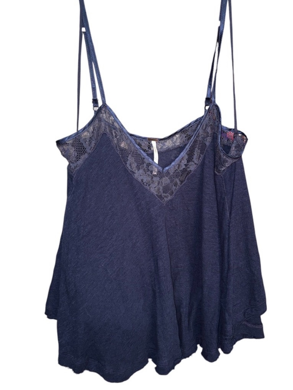 Free People Navy Lace-Trim Billowy Cami